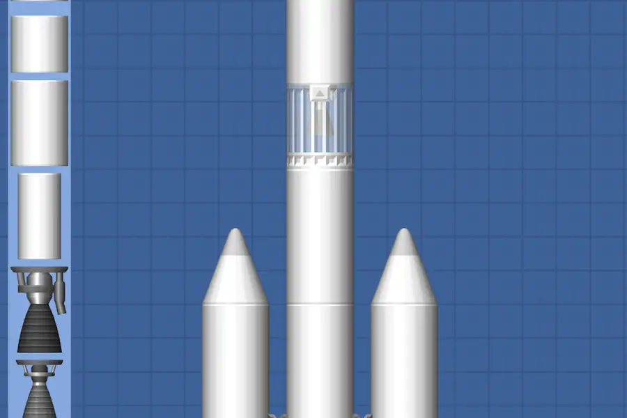 Ο συναρμολογητής πυραύλων στο Spaceflight Simulator με δεξαμενές και κινητήρες